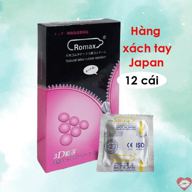 Bỏ sỉ Bao cao su Romax 3D khoá kéo gân gai siêu mỏng - Hộp 12 cái hàng xách tay 