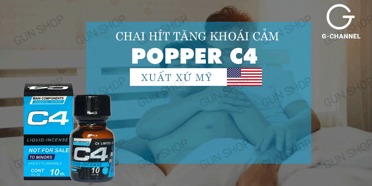 Popper C4 Blue 10ml Mỹ tăng khoái cảm thư giãn cả Bot lẫn Top