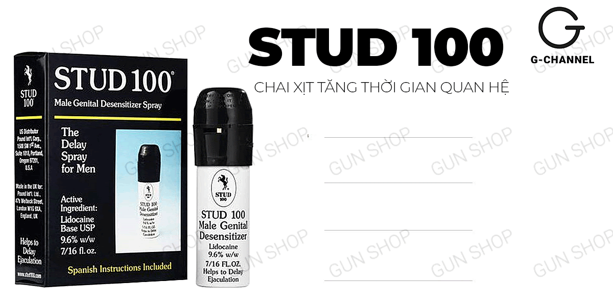 Chai xịt chống xuất tinh Stud 100 13ml kéo dài thời gian quan hệ hiệu quả Chai xịt chống xuất tinh Stud 100 13ml kéo dài thời gian quan hệ hiệu quả
