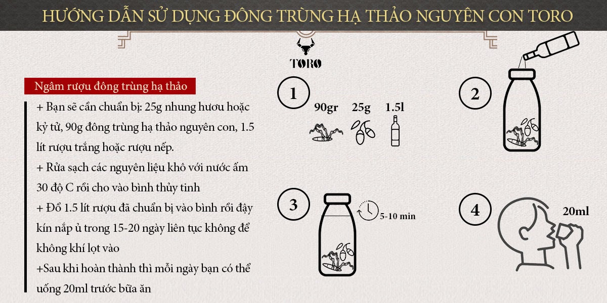 Đông trùng hạ thảo nguyên con 5g cao cấp bổ dưỡng tăng sinh lực