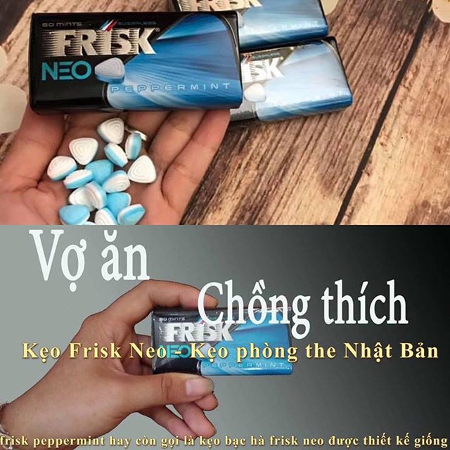 Kẹo ngậm Bj bạc hà Frisk Neo phòng the Nhật Bản hộp 50 Kẹo ngậm Bj bạc hà Frisk Neo phòng the Nhật Bản hộp 50