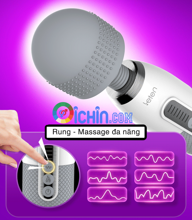 Máy massage tình yêu Leten Lighting AV cao cấp rung tỏa nhiệt 10 chế độ