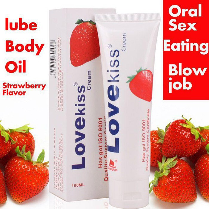 Gel bôi trơn Love Kiss 100ml hương dâu nuốt được an toàn