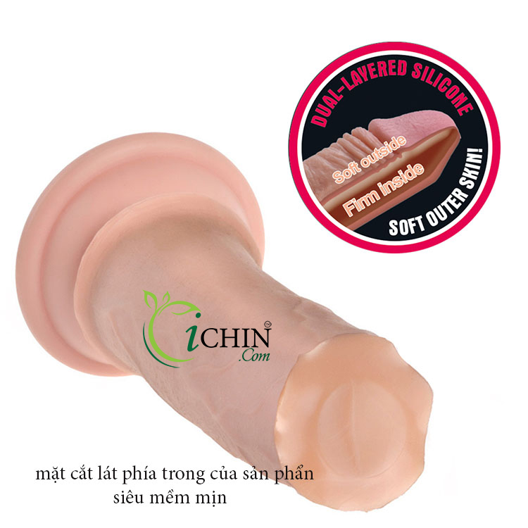 Lovetoy Dual Layered không bìu silicone 2 lớp da thật 99% hít tường