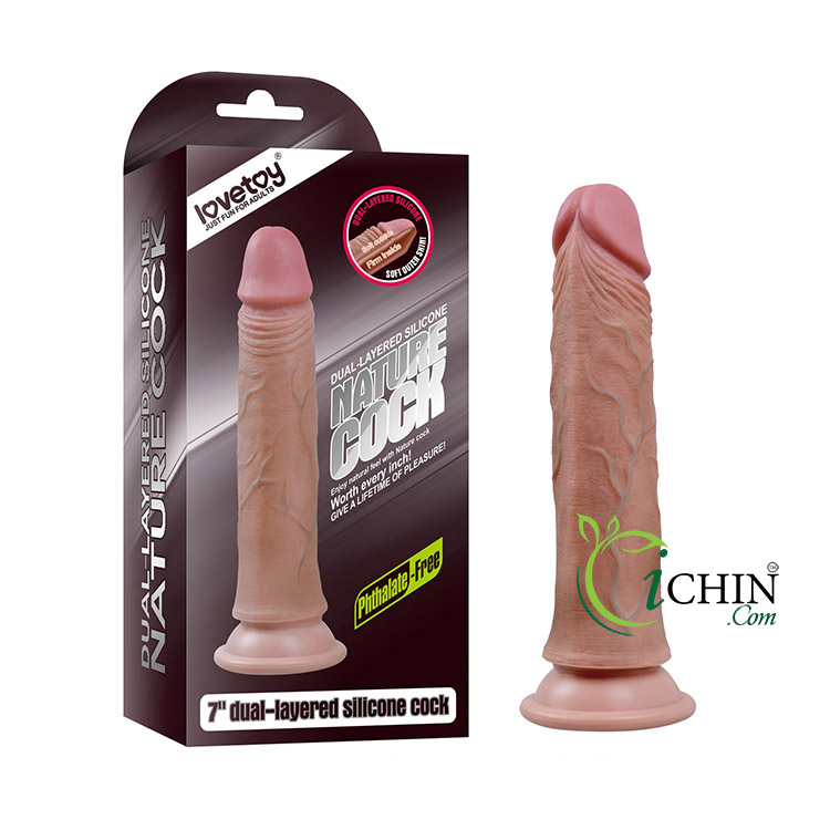 Lovetoy Dual Layered không bìu silicone 2 lớp da thật 99% hít tường