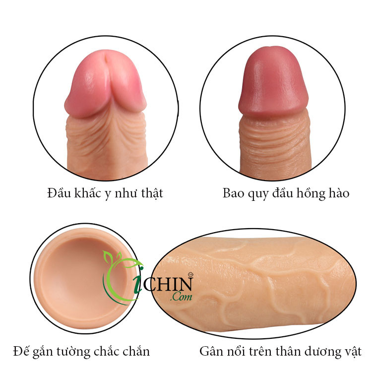 Lovetoy Dual Layered không bìu silicone 2 lớp da thật 99% hít tường