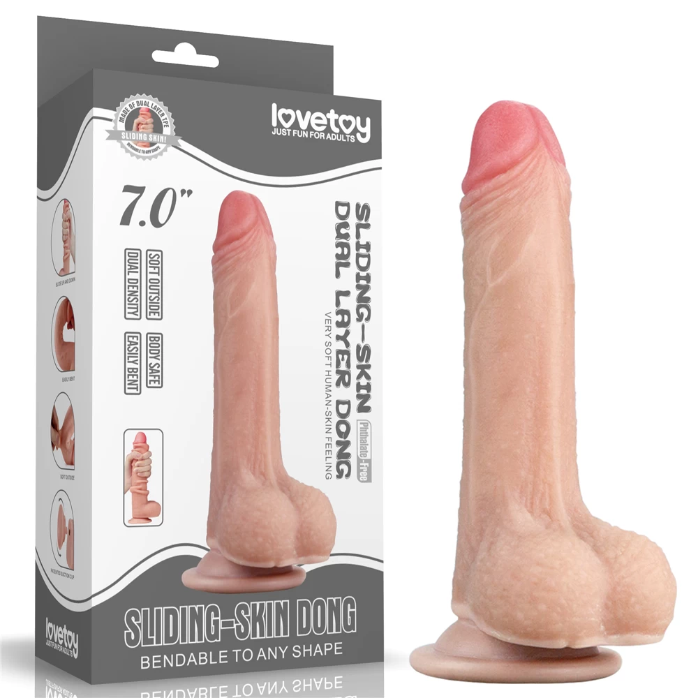 Lovetoy Sliding-Skin 7 inch tuột da 2 lớp siêu mềm mịn gắn tường