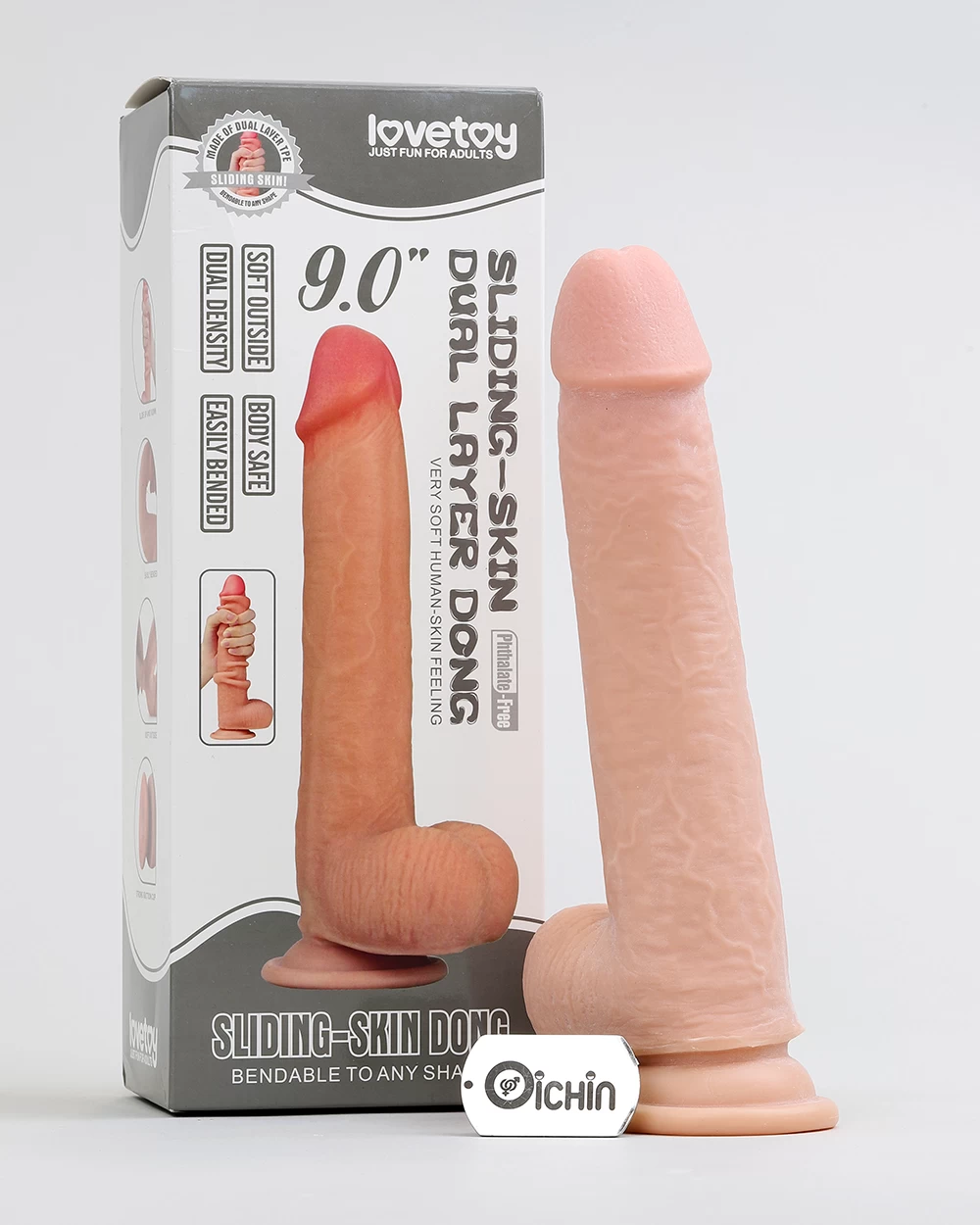 Lovetoy Sliding-Skin 9 inch gắn tường mềm mịn thật tay, kích thích mạnh