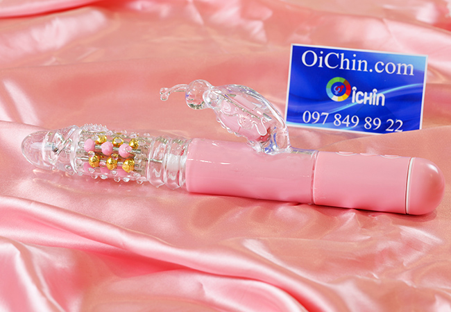 Pink Butterfly dương vật giả cao cấp pin sạc rung xoay thụt đa năng
