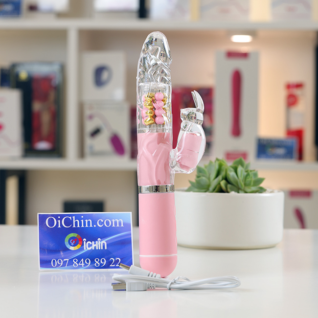 Pink Rabbit rung xoay đa chế độ pin sạc silicone y tế cao cấp
