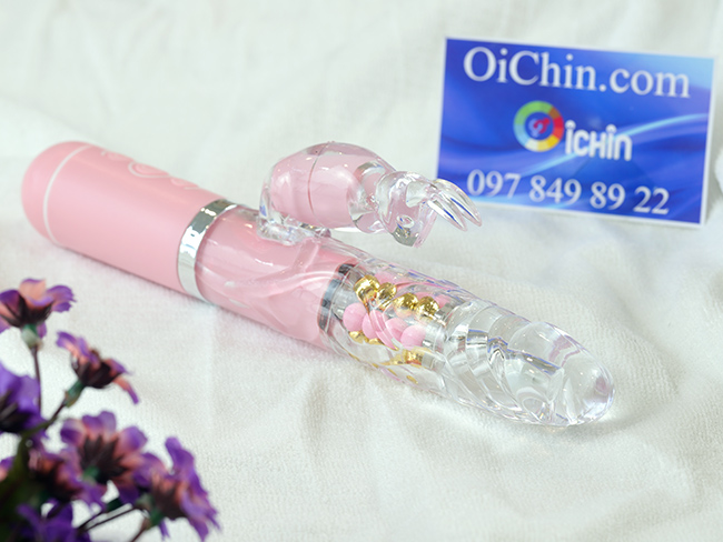 Pink Rabbit rung xoay đa chế độ pin sạc silicone y tế cao cấp
