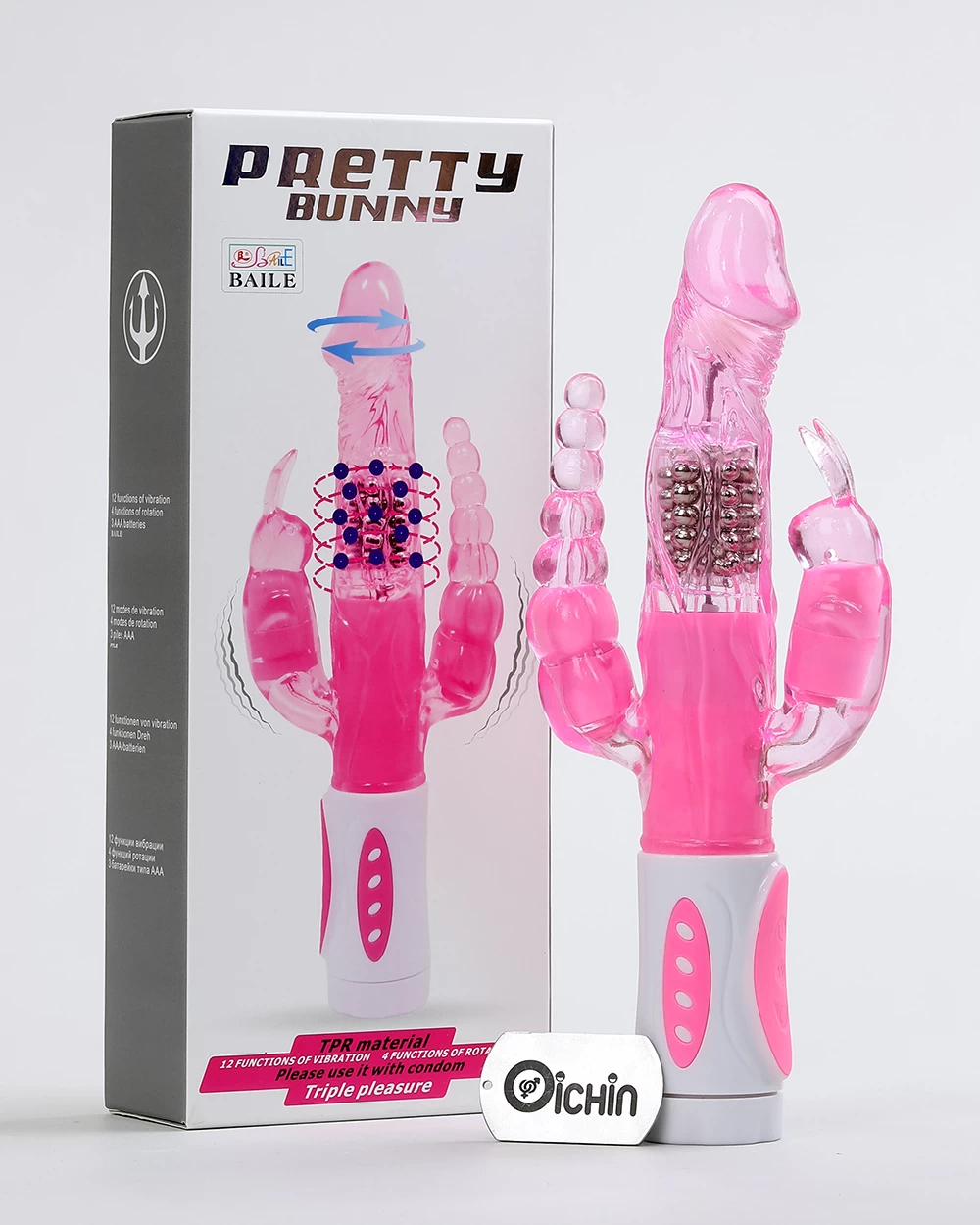 Pretty Love Bunny rung xoay kích thích lỗ nhị pin 3 AAA
