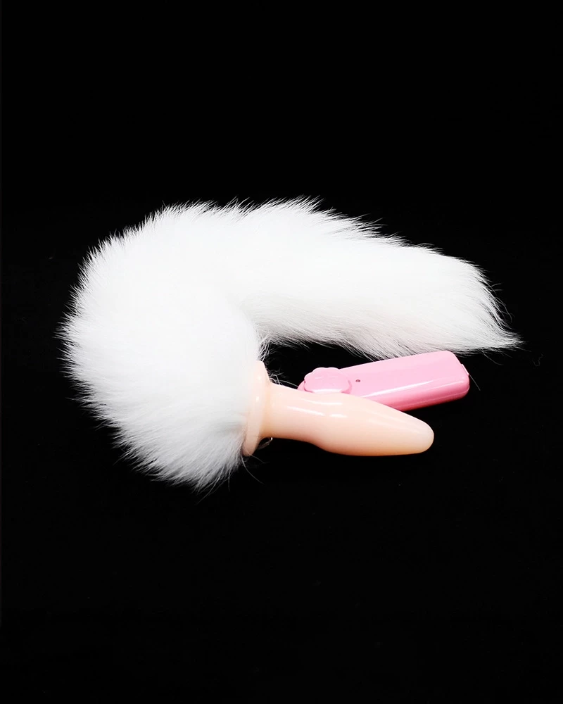 Sextoy đuôi cáo silicon rung mạnh lông tự nhiên 2 màu