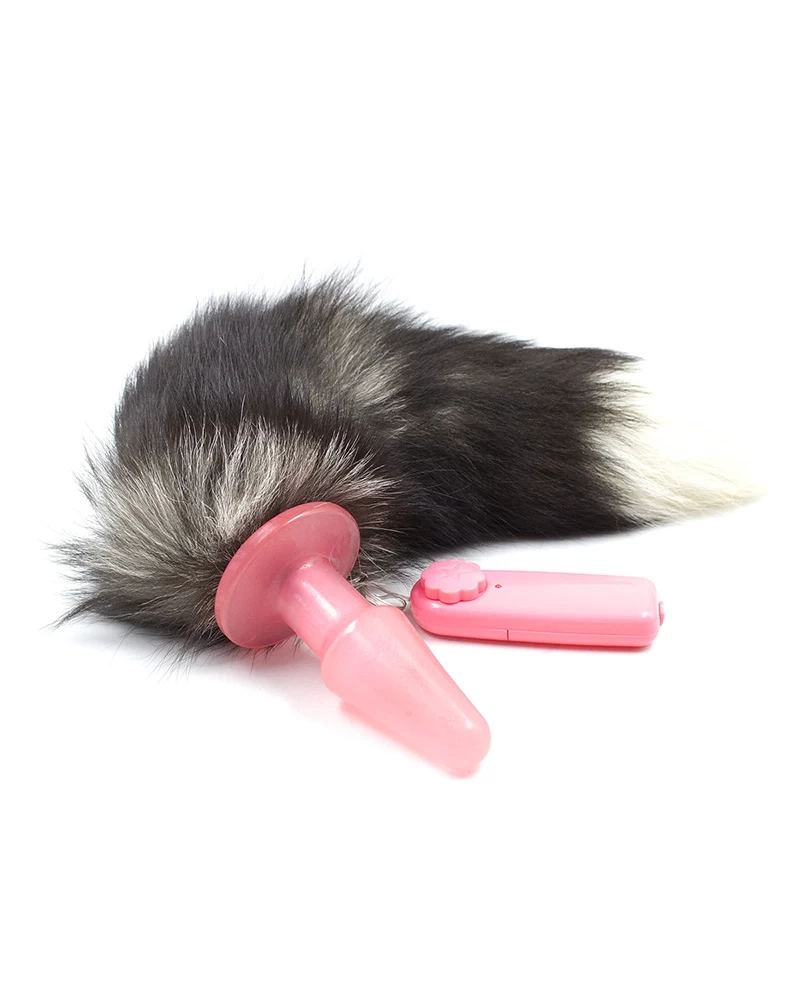 Sextoy đuôi cáo silicon rung mạnh lông tự nhiên 2 màu