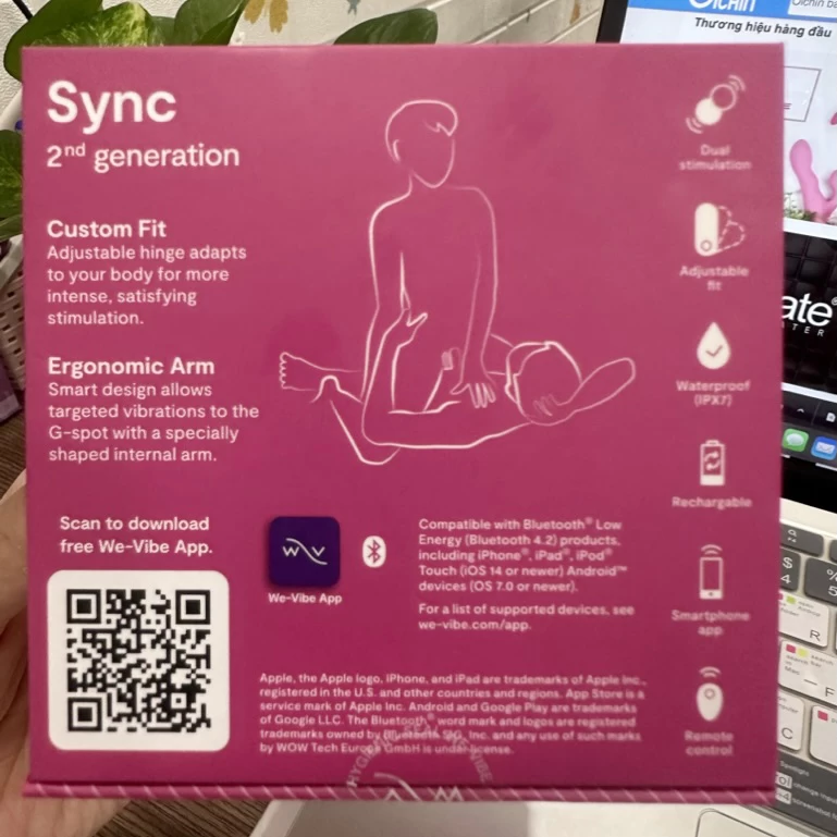We-vibe SYNC rung 2 đầu chống nước điều khiển từ xa, cao cấp We-vibe SYNC rung 2 đầu chống nước điều khiển từ xa, cao cấp