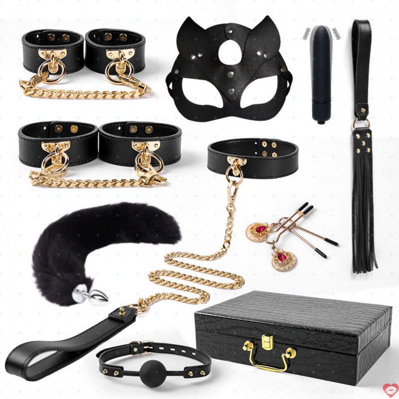 Bộ BDSM Bạo Dâm 9 Món Cao Cấp - Có Kèm Que Rung - Đuôi Cáo - Hộp Đựng Sang