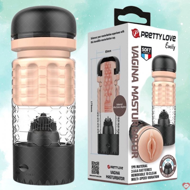 Âm đạo giả Pretty Love Emily lưỡi rung liếm siêu kích thích