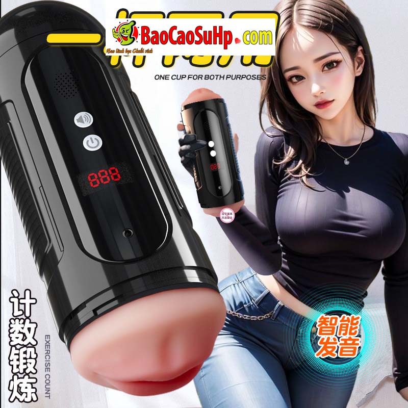 Cốc thủ dâm 2 đầu Jiuuy Black BONG Master rung 12 chế độ siêu kích thích