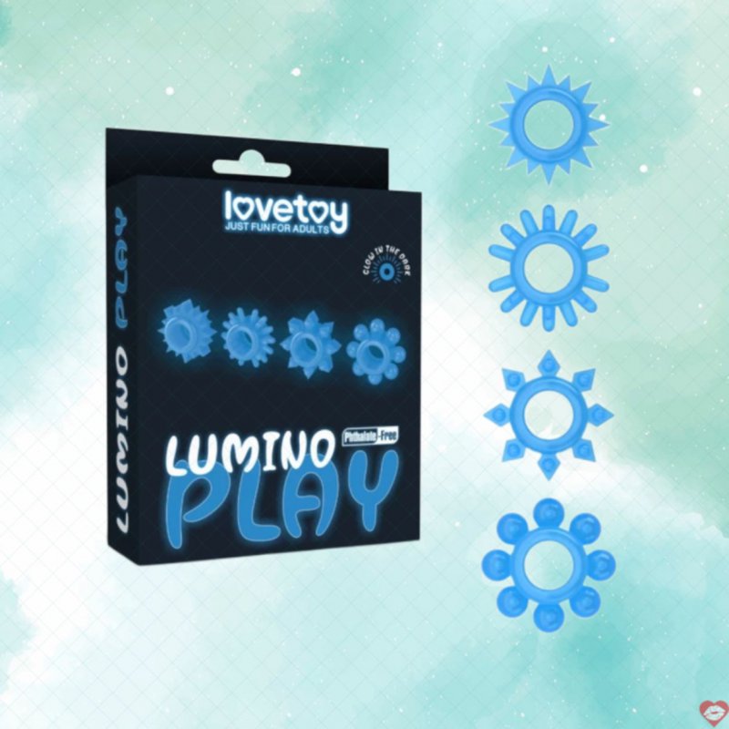 Lovetoy Lumino Play bộ 4 vòng gai silicone đeo dương vật