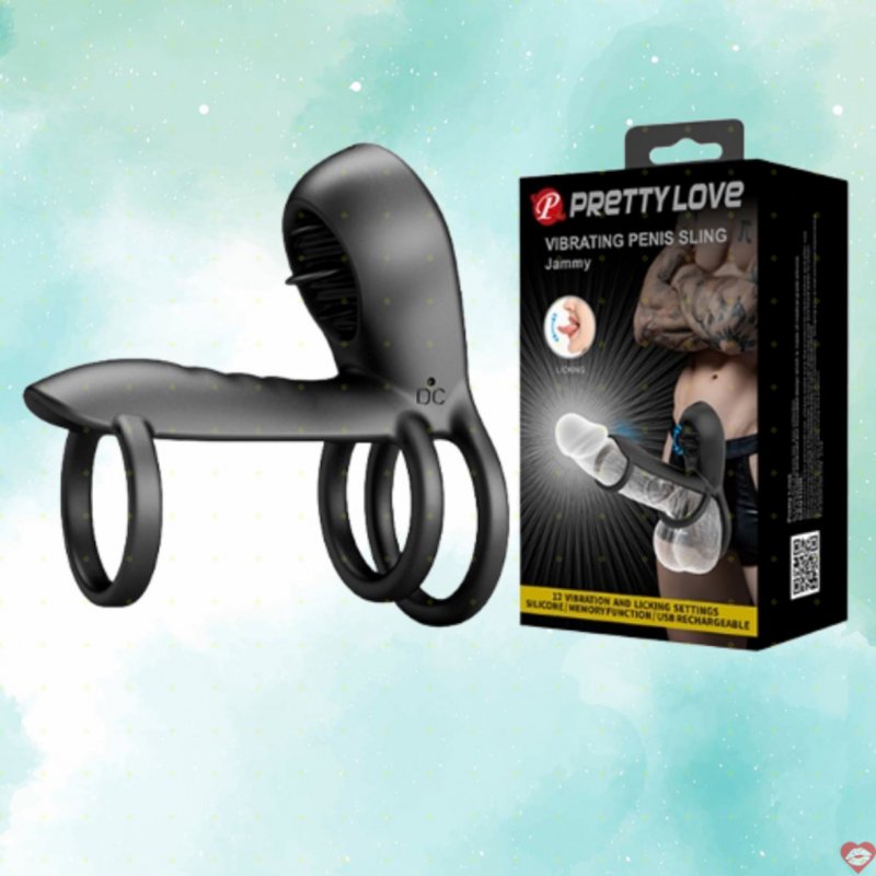 Vòng treo dương vật Prettylove Sling rung liếm cực phê