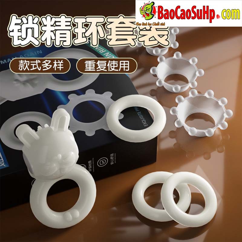 Bộ vòng đeo dương vật Himiki Jiuuy tai thỏ rung đa năng kích thích