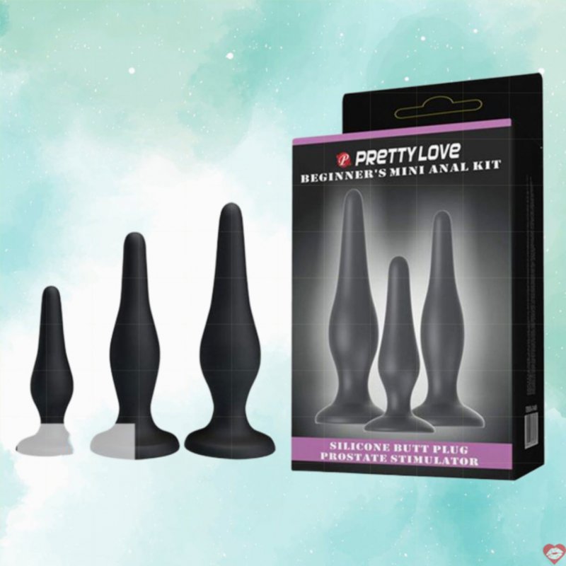Bộ 3 butt plug silicone gắn tường Pretty Love