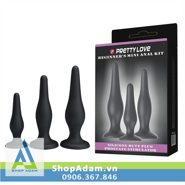 Bộ 3 butt plug silicone gắn tường Pretty Love kích thích hậu môn