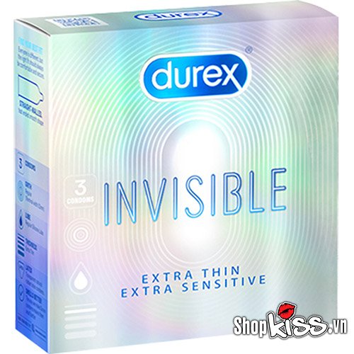 Bao Cao Su Siêu Mỏng Durex Invisible – Hộp 3 Cái