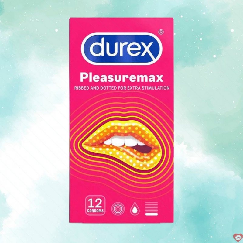Bao cao su Durex Pleasuremax 56mm Gân điểm nổi Hộp 12 cái An toàn 