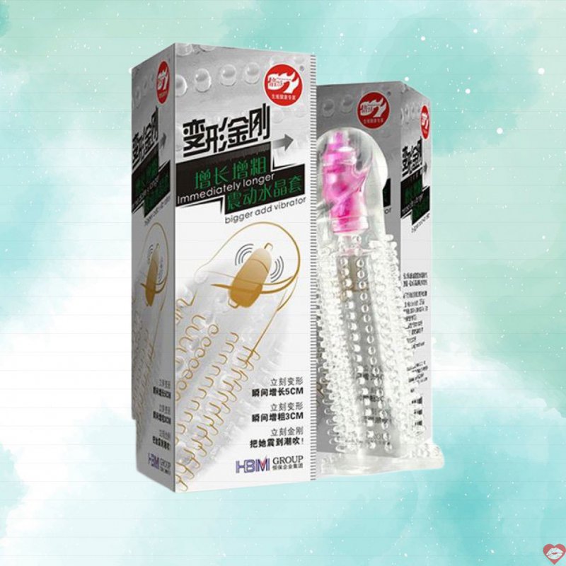 Bao cao su đôn dên trong suốt có rung ở đầu