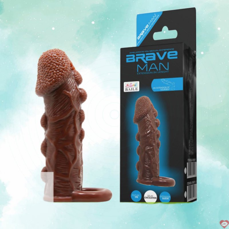 Bao cao su đôn dên có quai đeo tăng 3cm đầu gà Brave Man