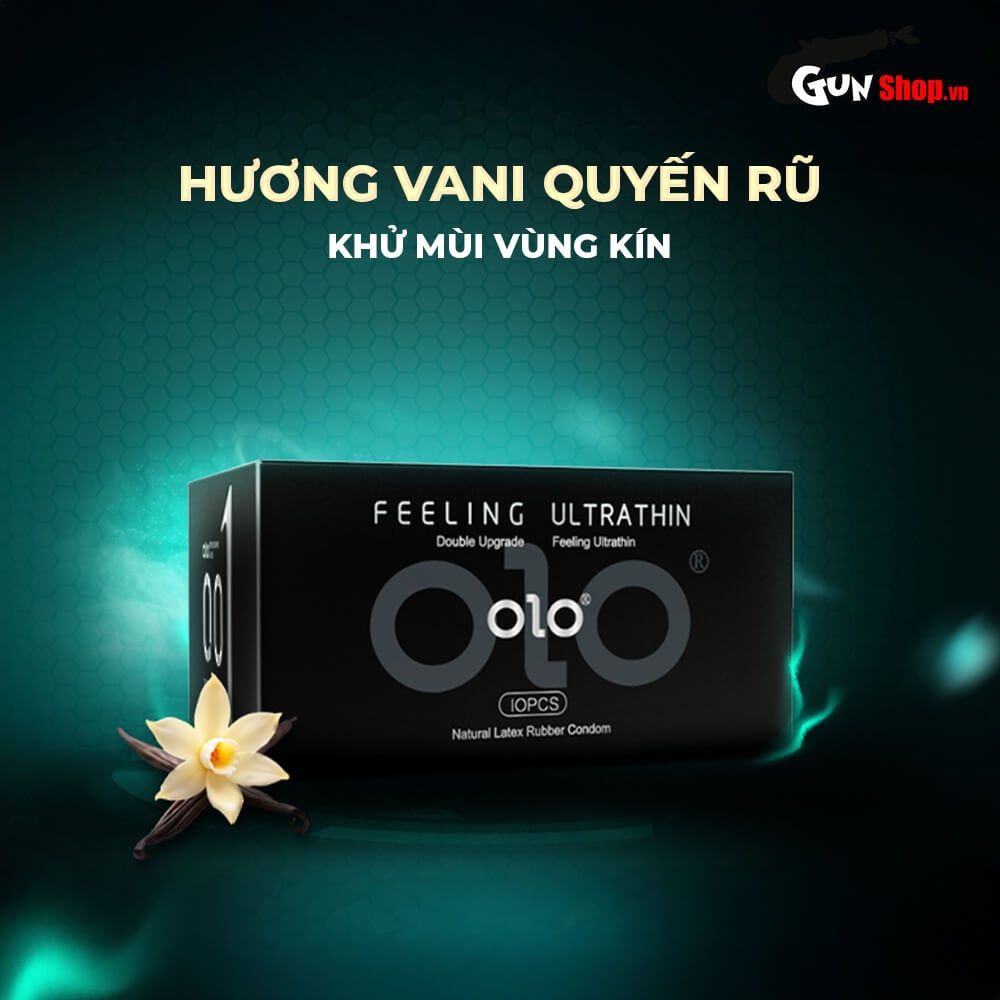 Bao cao su OLO 0.01 Đen - Siêu mỏng hương vani - Hộp 10 cái
