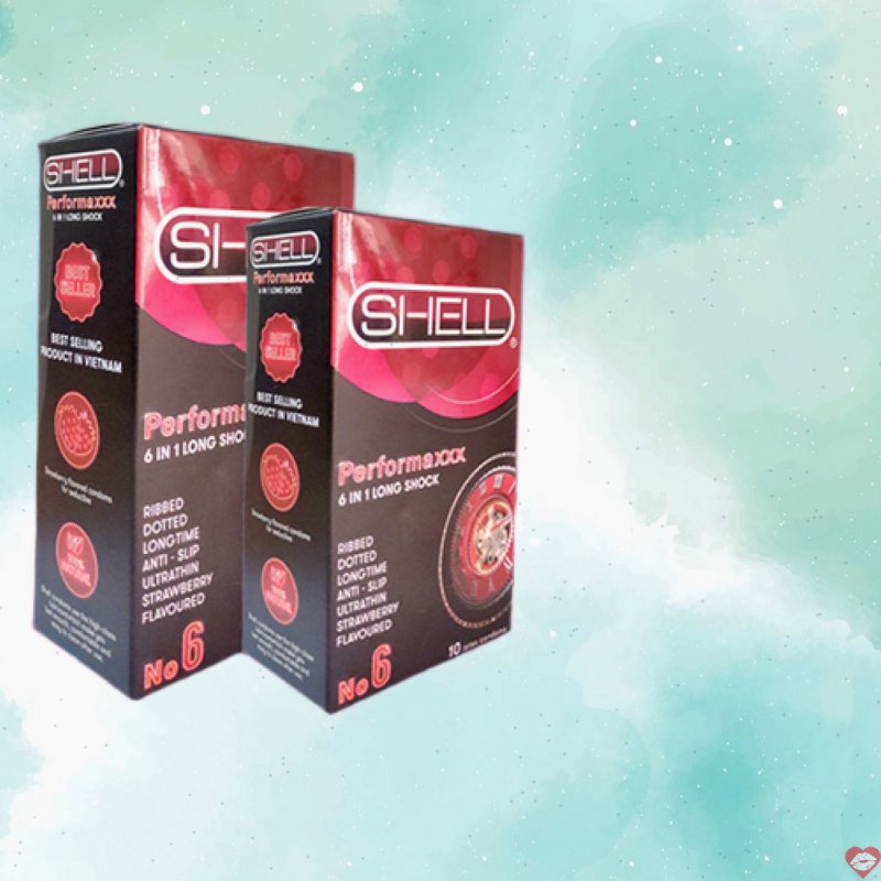Bao cao su Shell Premium 6 trong 1 hương dâu kéo dài thời gian 