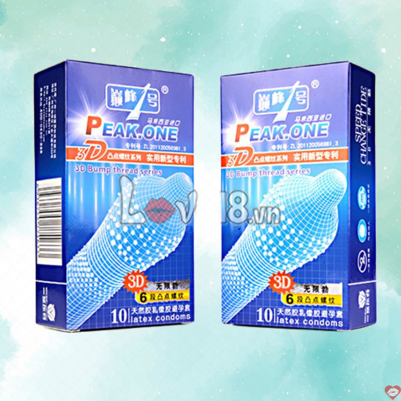 Bao cao su siêu gai 3D Peak ONE siêu mỏng ôm sát tạo cảm giác mới 