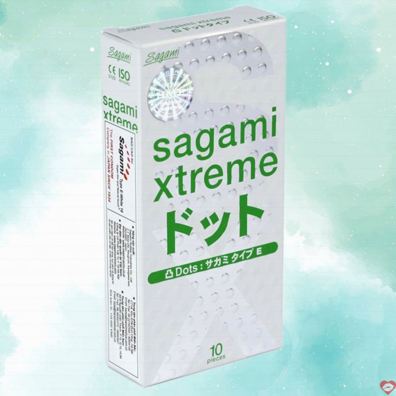 Bao cao su Sagami Xtreme Blue 10s siêu mỏng gân gai gel bôi trơn 