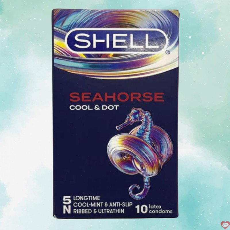 Bao cao su Shell Seahorse gân nổi kéo dài mùi bạc hà dịu nhẹ 