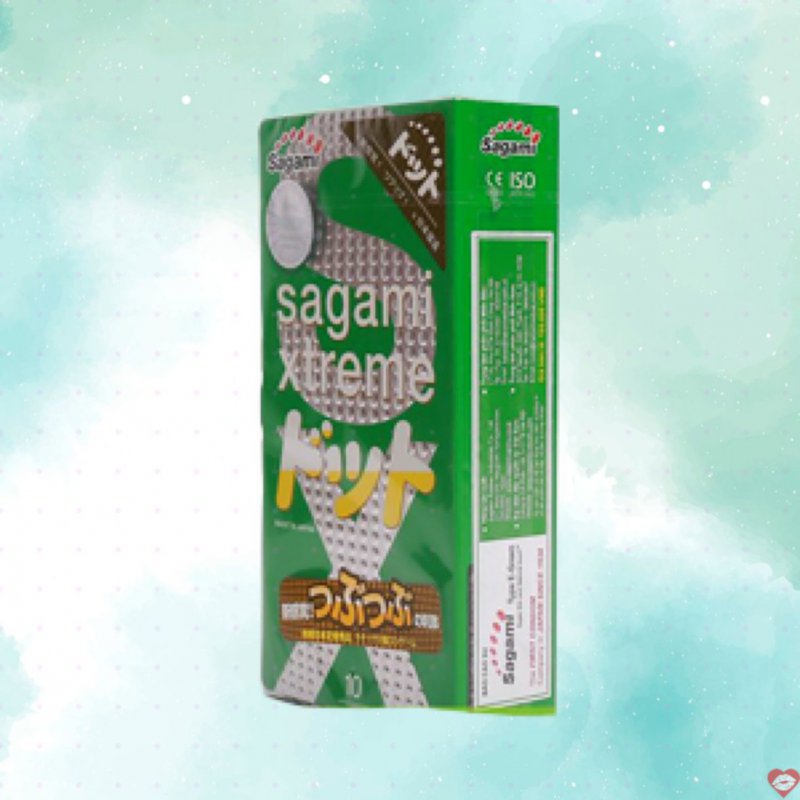 Bao cao su gai SAGAMI Xtreme Green siêu mỏng an toàn thoải mái 