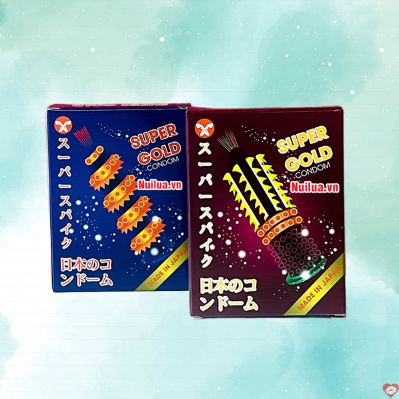 Bao cao su Super Gold gai siêu lớn hộp 2 cái an toàn sung sướng 