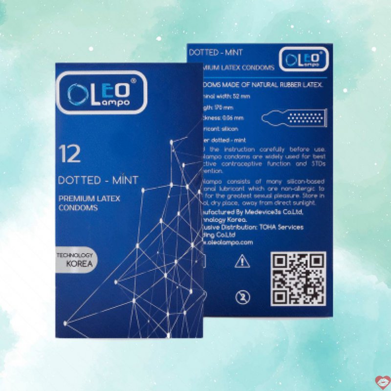 Bao cao su Oleo Dotted Mint gai nhỏ bạc hà hộp 12 cái Hàn Quốc 