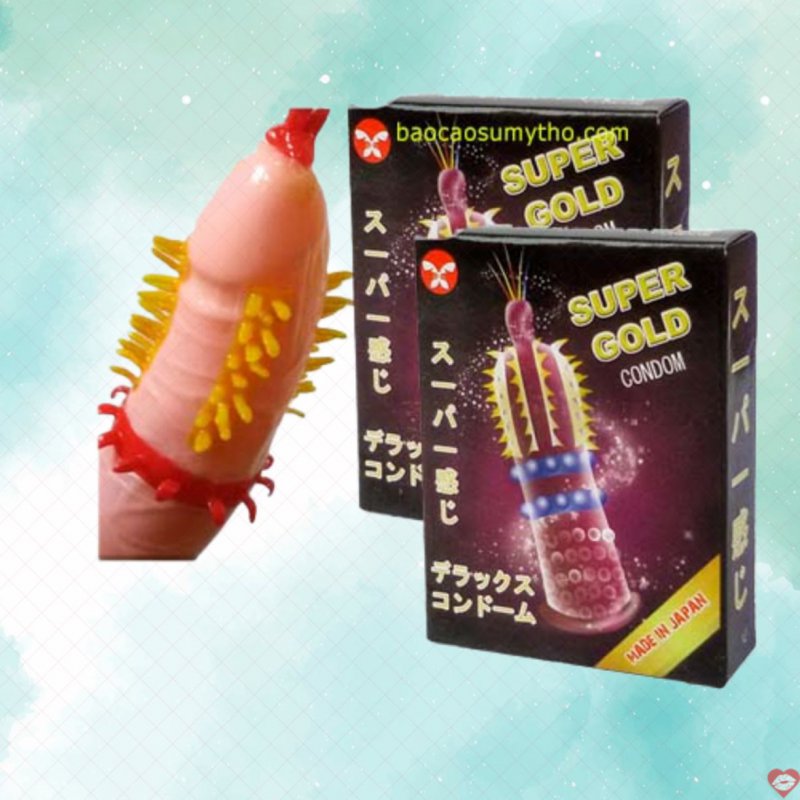 Bao cao su siêu gai bi râu Super Gold Nhật Bản tăng khoái cảm 