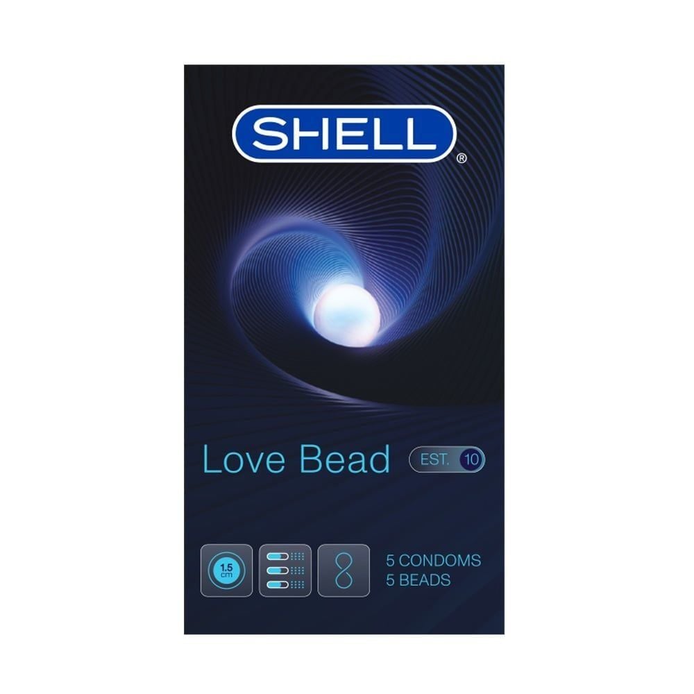 Bao cao su Shell Love Bead - Gân nổi kéo dài thời gian bi tăng 1.5cm - Hộp 5 cái