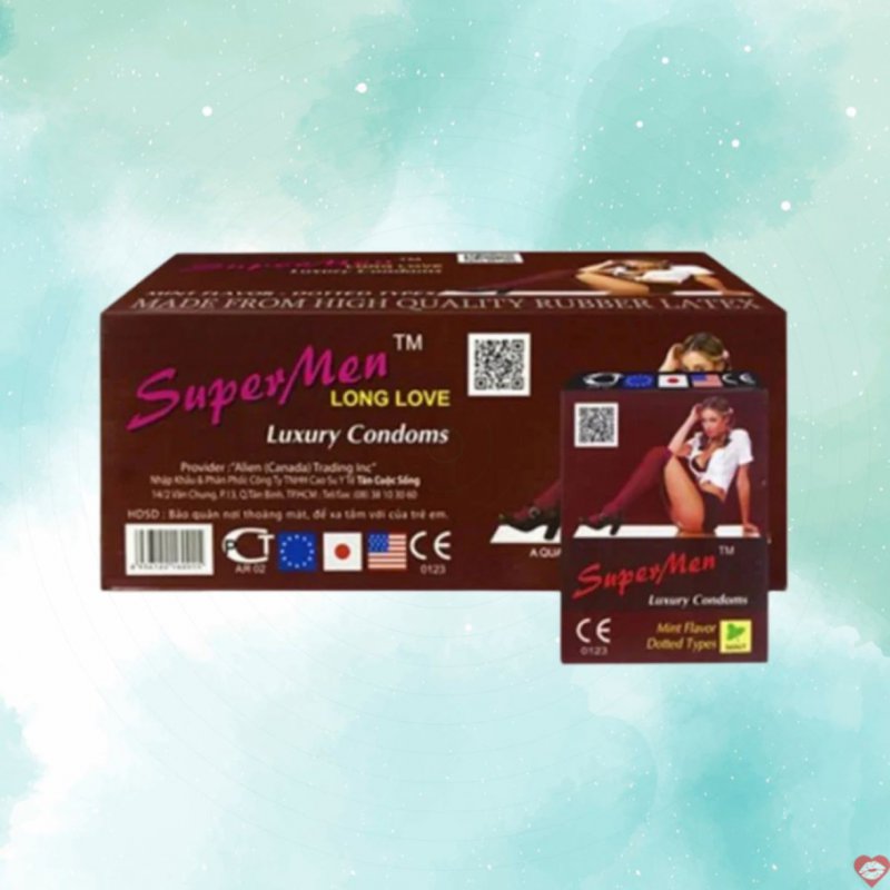 Bao cao su Supermen Long Love hộp 120 cái kéo dài thời gian an toàn 
