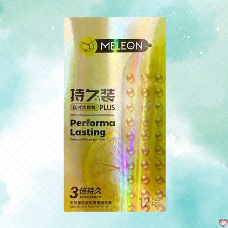 Bao cao su Meleon Performa Lasting 3 Times, hạt nổi, kéo dài gấp 3 lần 