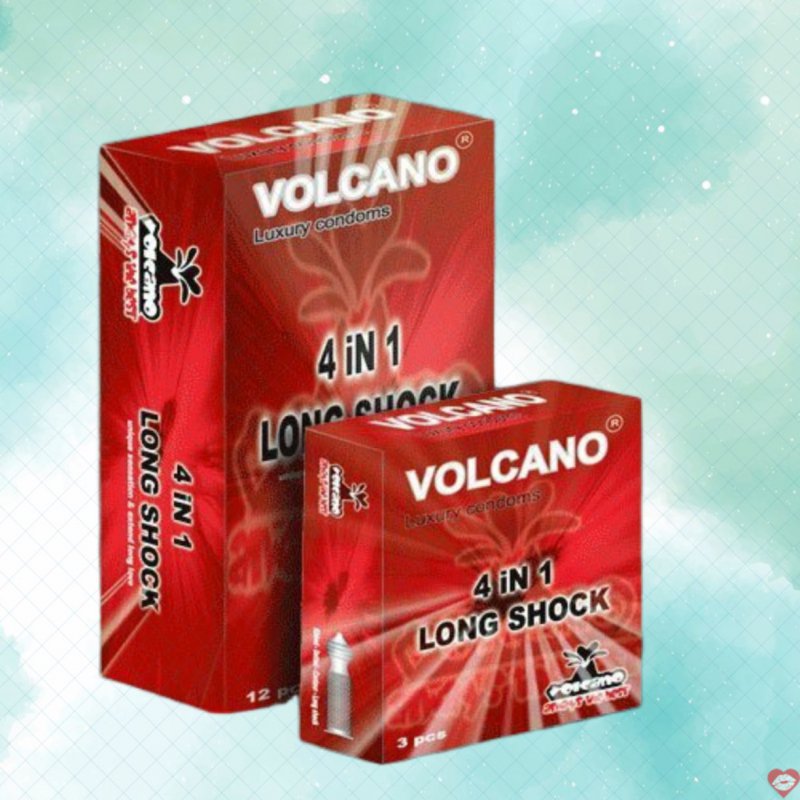 Volcano 4in1 bao cao su gân gai kéo dài hưng phấn an toàn 