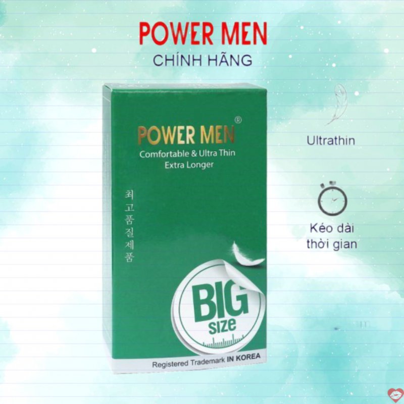 Bao Cao Su POWER MEN Siêu Mỏng Size Lớn 55mm Kéo Dài Thời Gian 