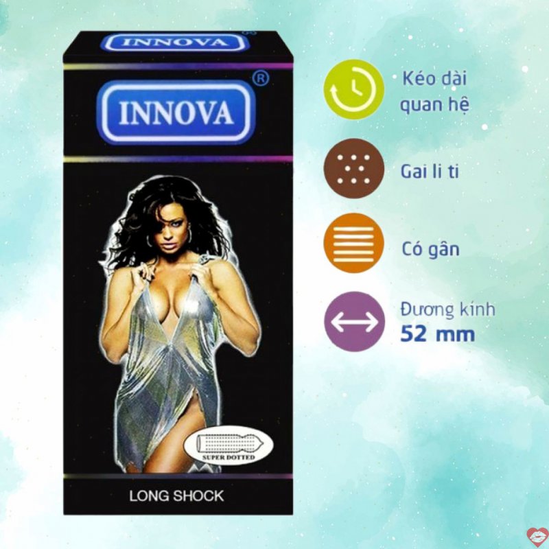 Bao cao su Innova đen 12s gai gân kéo dài thời gian quan hệ 