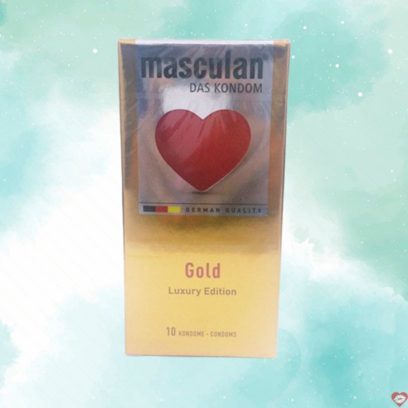 Bao cao su hương vani Masculan Gold Đức trơn mỏng nâng cảm xúc 