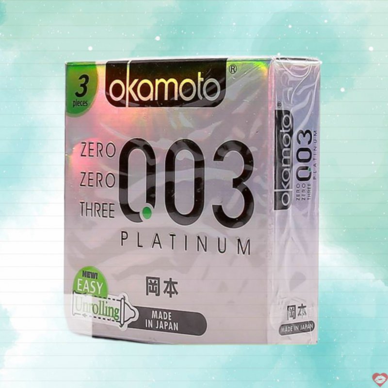 Bao cao su Okamoto 0.03 Platinum siêu mỏng cảm giác thật 