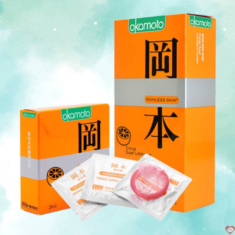 Bao cao su Okamoto Orange 10 cái hương cam tươi quyến rũ tiện lợi 