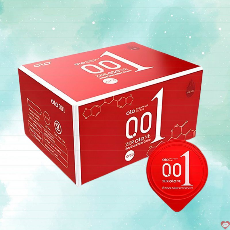 Bao cao su siêu mỏng Olo đỏ 0.01 gel nóng ấm dễ chịu 